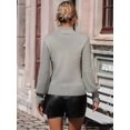 thumbnail image 6 of Women'S Fall Winter High Neck Sweaters for Women Lantern Sleeve Knitted Pullover Sweater Jumper Tops Gray M, 6 of 9
