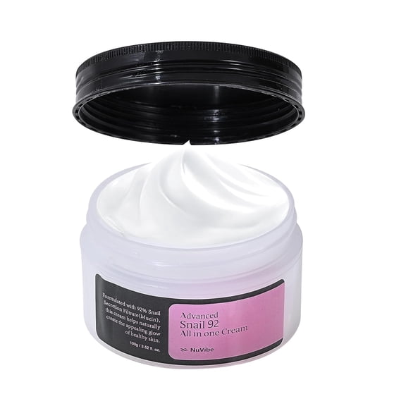 NuVibe ADVANCED Snail Mucin 92% Repair Moisturizer – 3.52 Oz (100g) Hydrating & Lightweight Korean Face Cream for Soft, Glowing Skin – Soothing Moisturizer for Dry, Sensitive & All Skin Types