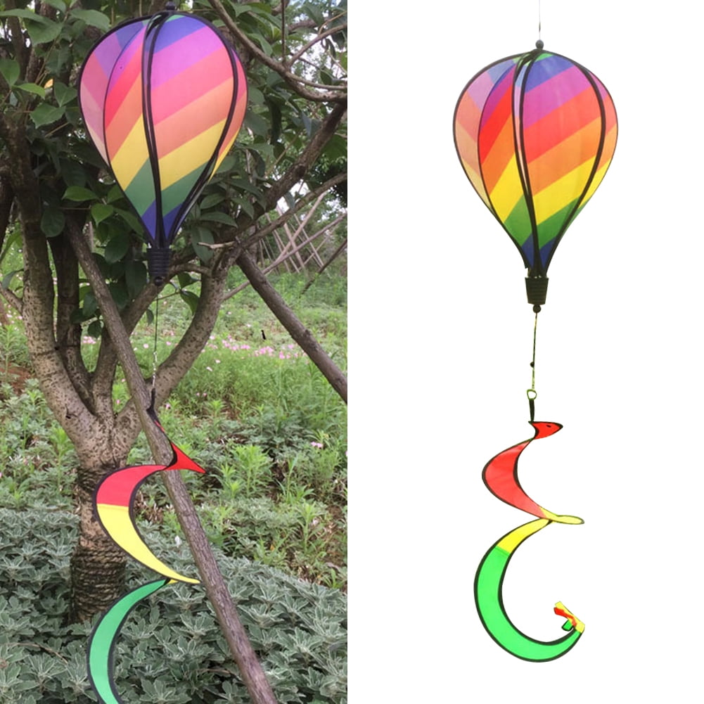 Hot Air Balloon Wind Spin Stripe Garden Yard Outdoor Decor 