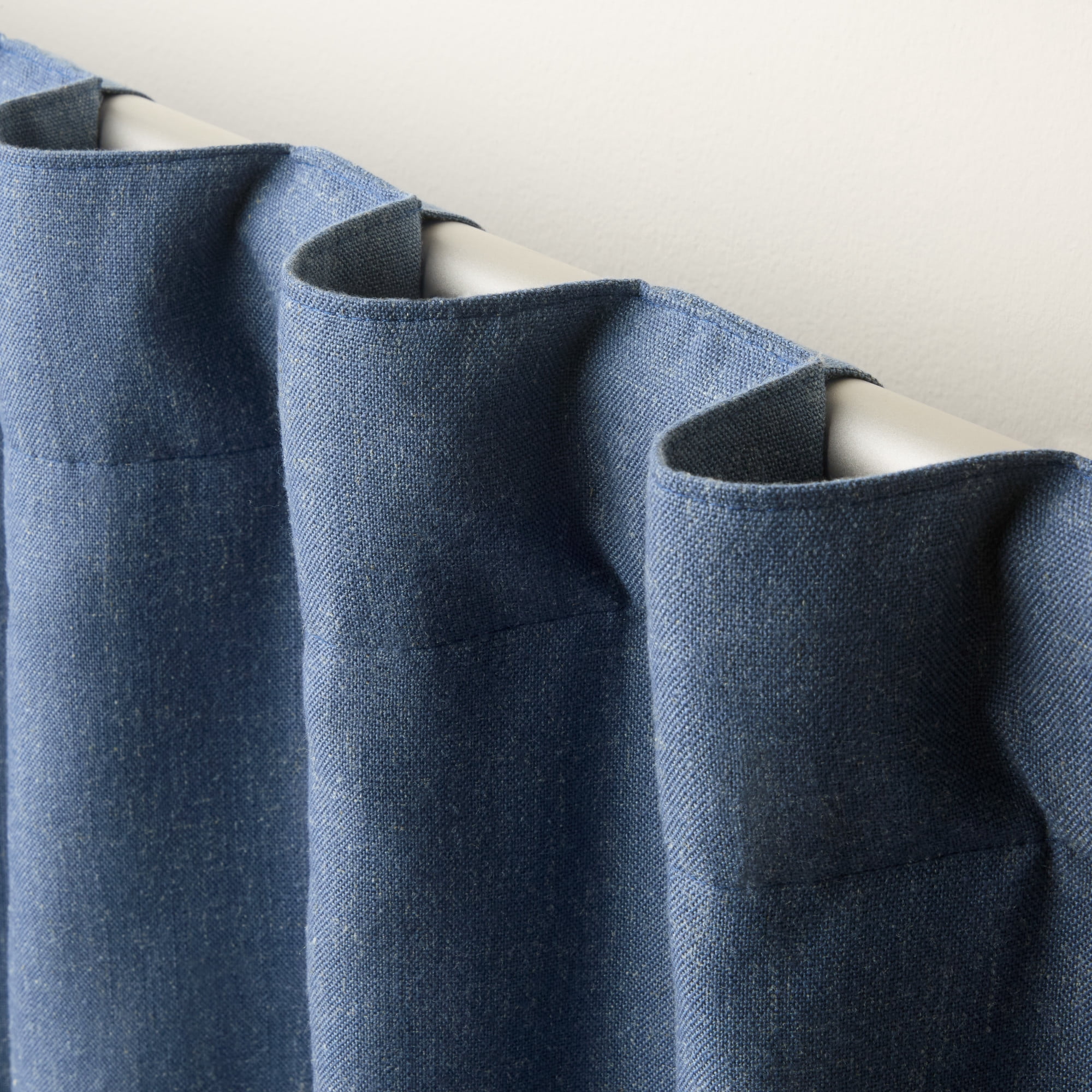 TOWN & COUNTRY LUXE Davos Solid Linen Texture Indoor Curtains, 100% Blackout with Energy Efficient Lining, Back Tab/Rod Pocket Top, 2-Pack Set, Navy Blue, 50"x108"