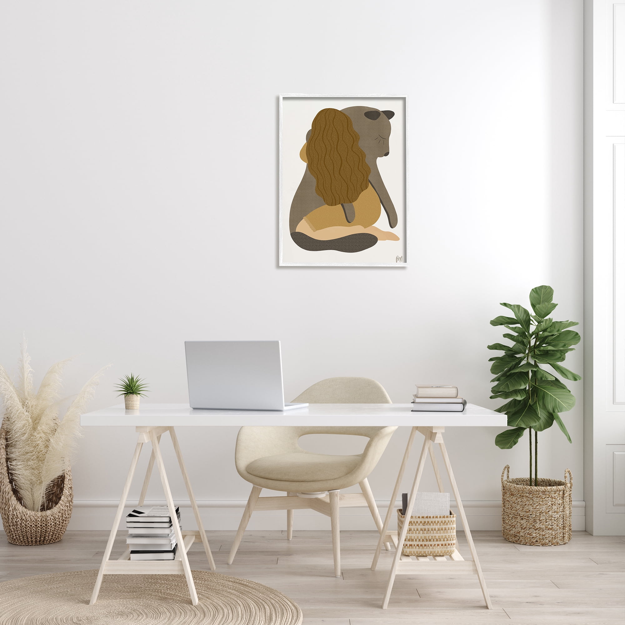 Stupell Indtries Female Hugging Sea Lion Animal Warm Earth Tones,24 x 30,Design by Birch&Ink