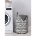thumbnail image 3 of Tribal Laundry Bag, Monochrome Design Style Continuous Zentangle Triangles Pattern, Hamper Basket with Handles Drawstring Closure for Laundromats, 13" x 19", Charcoal Grey and White, by Ambesonne, 3 of 4