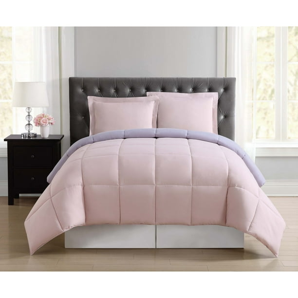 Truly Soft Everyday Blush and Lavender Reversible Twin XL Comforter Set