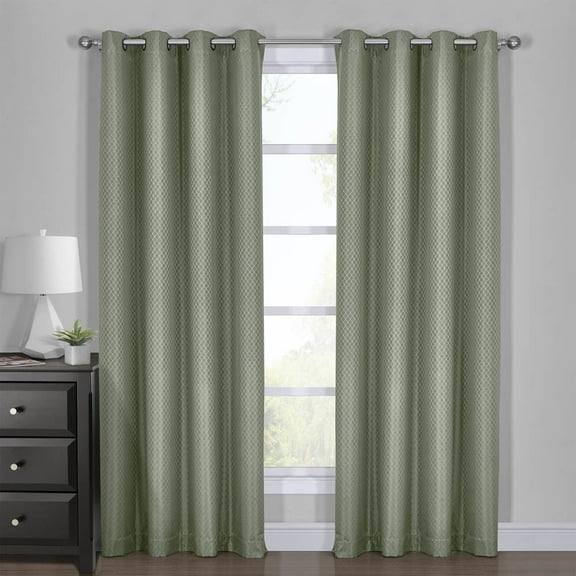 100% Blackout Curtain - Diamond Jacquard Woven Drape Theme (Set of 2): 54 x 108" Pair, Aqua