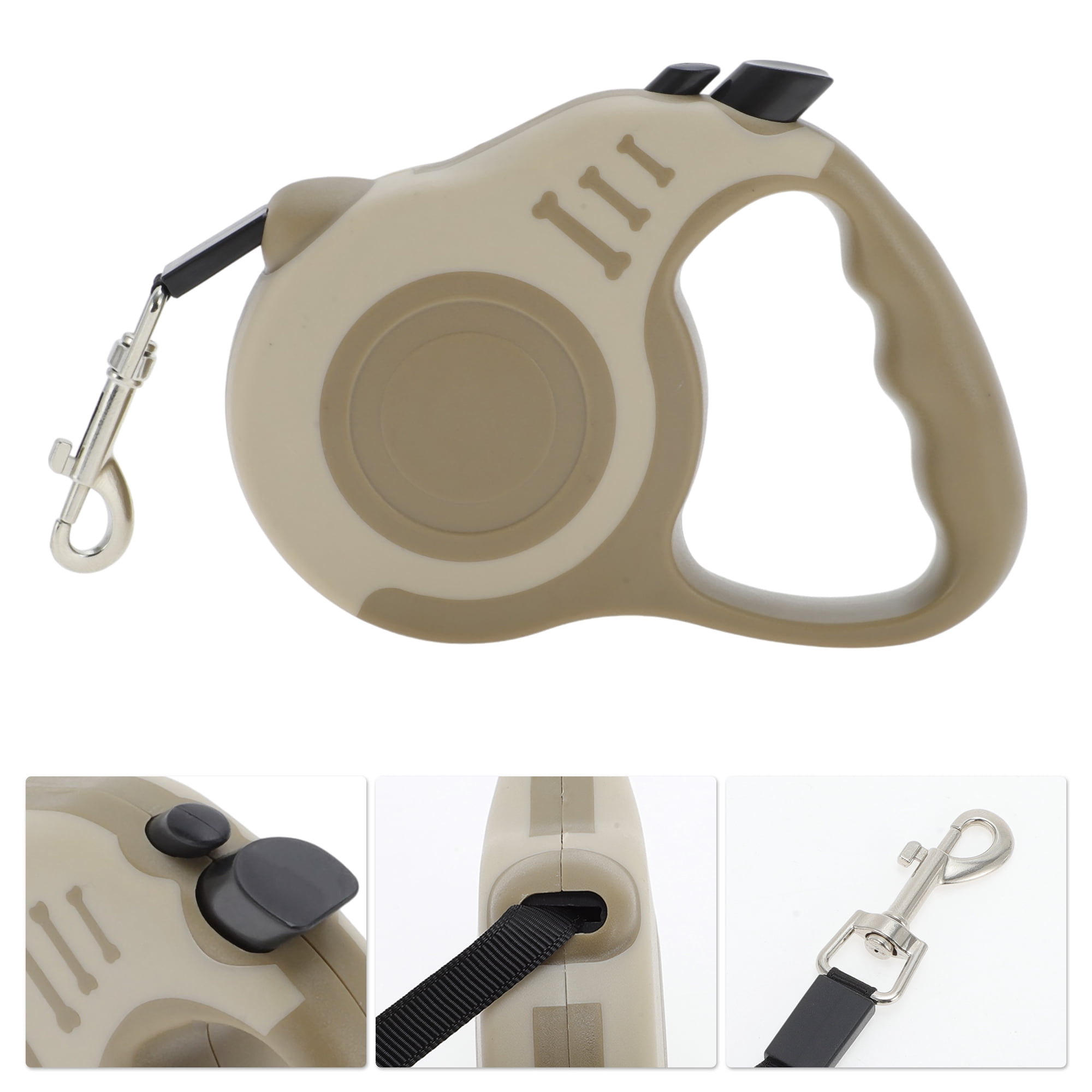 Unique Bargains Retractable Pet Leash Ergonomic Dog Leash with Handle Brown 118.11"