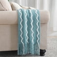 thumbnail image 5 of Bourina Fluffy Chenille Knitted Throw Blanket 50" x 60"—Soft and Cozy for Sofa, Chair, Blue, Adult, 5 of 8