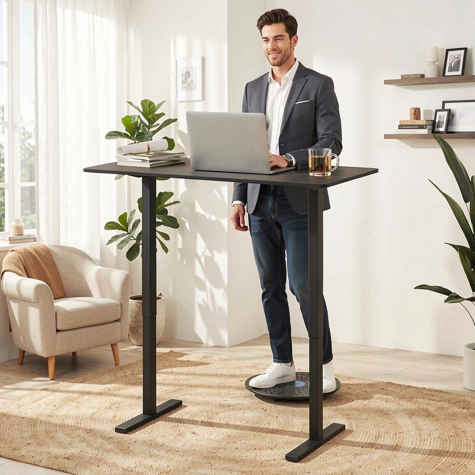 Furnibear 48 Inch Ergonomic Electric Standing Desk with 3 Memory Settings, Anti-Collision, Child Lock and Digital Display Black