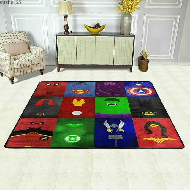 Batman Superhero Rugs Living Room Bedroom Anti-Skid Area Rugs Floor Mats Carpets