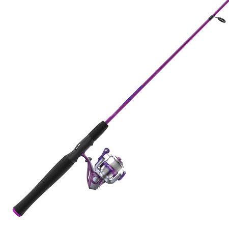 Zebco Splash Spinning Reel and Fishing Rod Combo, 6-Foot 2-Piece Fishing Pole, Purple