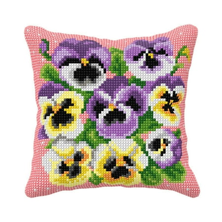 UPC: 5902067328040 | Needlepoint Cushion Kit Pansies 99050