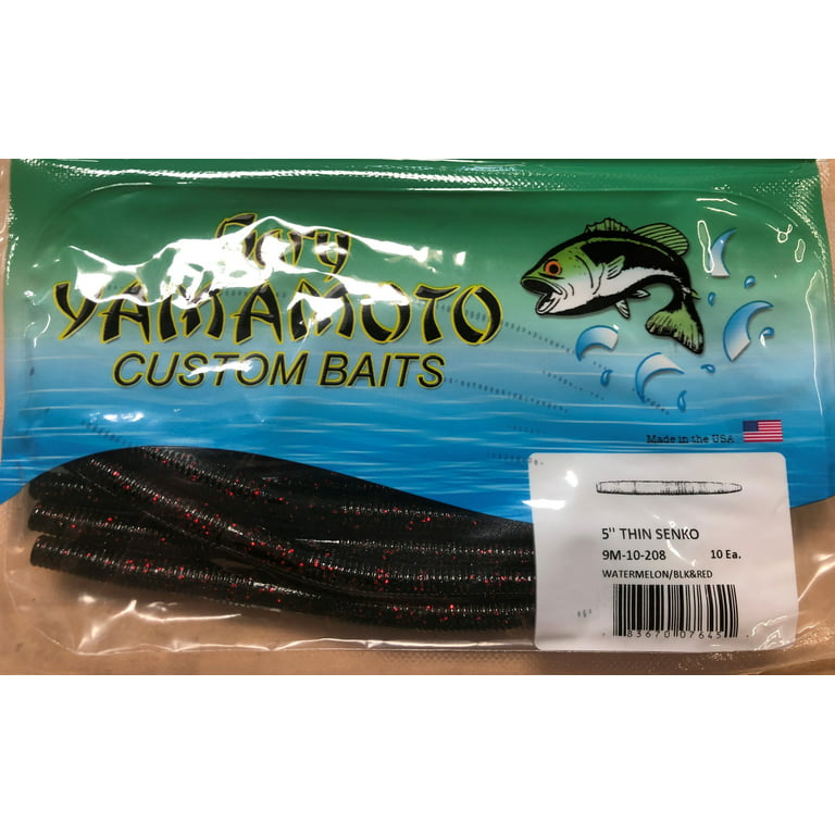 Yamamoto Baits Slim Senko Worm, 10, 3in, Watermelon with Large Black &  Small Red