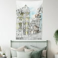 thumbnail image 4 of Medieval Decor Wall Hanging Tapestry, Pale Sketch Design of Middle Age Renaissance Building in European Old Town Cityscape, Bedroom Living Room Dorm Accessories, 60 X 80 Inches, by Ambesonne, 4 of 5