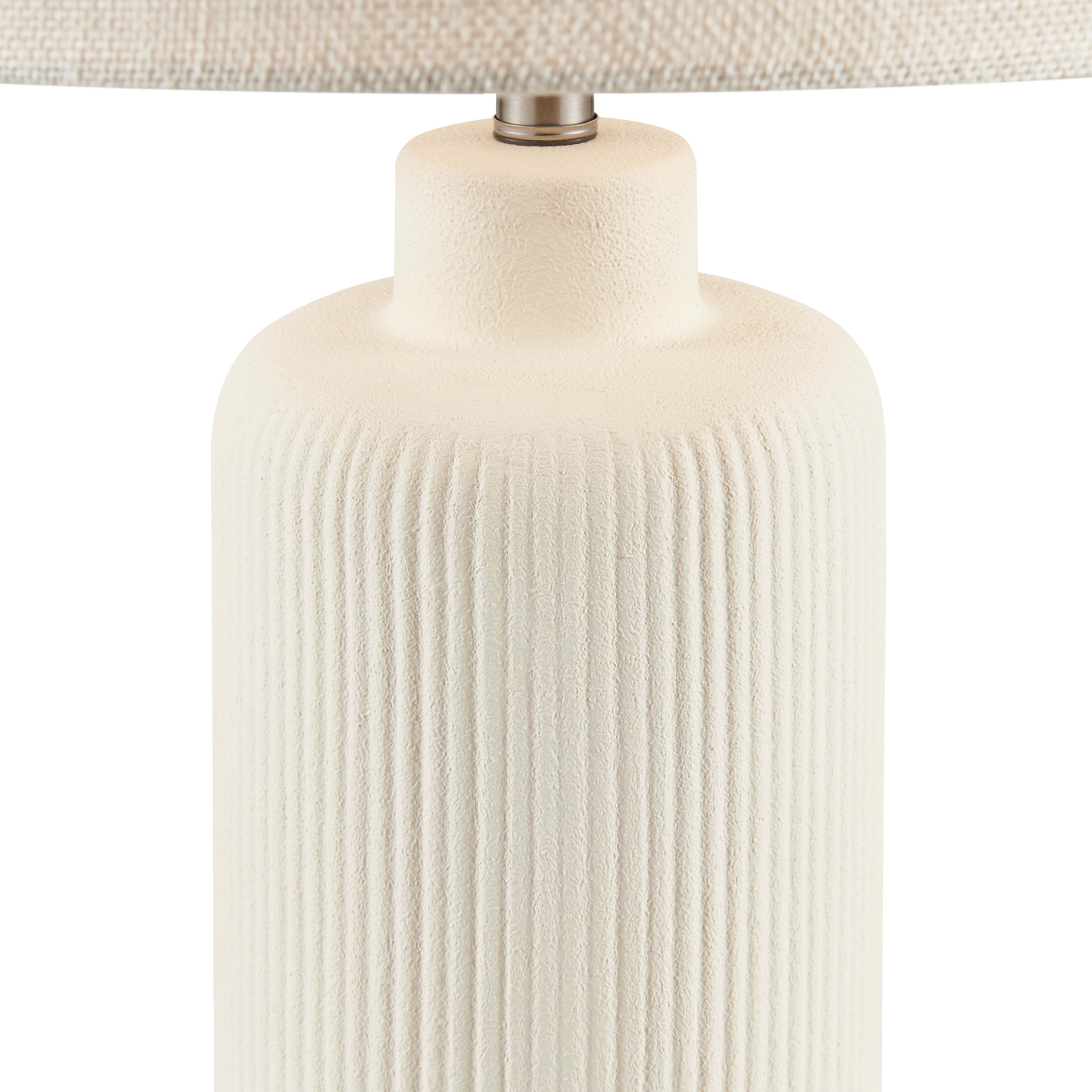 Kyrid 25.25'' Cream Ceramic Table Lamp for Living Room with Beige Linen Shade