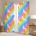 thumbnail image 2 of Manfei Dreamy Unicorn Kitchen Curtains, Glitter Galaxy Rainbow Black Out Curtains Pack of 2 (42x63 Each), Blue Pink, 2 of 6