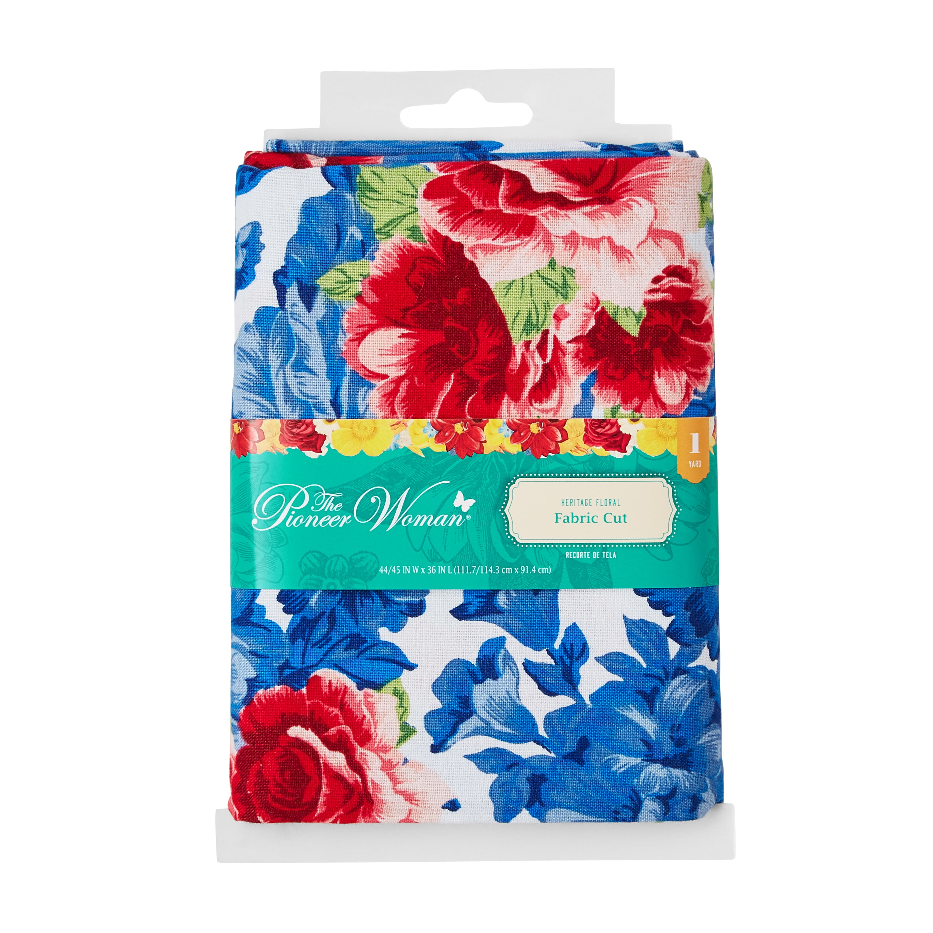 The Pioneer Woman 44' x 1 Yard Cotton Heritage Floral Fabric Precut, Multicolor