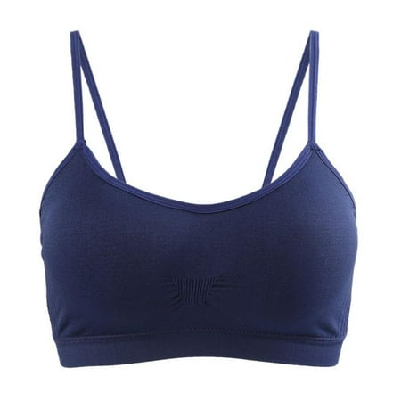 FANTADOOL Casual Bra for Women T-Shirts Modern Micro Seamfree Cami Strap Bralette Women s Sexy Wire Free Thin Padded Bralette Racerback Underwear Blue M