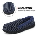 thumbnail image 5 of Men Memory Foam Warm Velvet Moccasins Slippers, Knitted Non-Slip Striped Plush Slides Shoes, 5 of 6