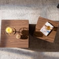 thumbnail image 3 of kevinplus 34.47'' Square Small Coffee Table Set of 2 for Living Room, Modern Mid-Century Nesting Side End Table, No Assembly, Walnut, 3 of 12