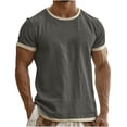 thumbnail image 2 of BUIGTTKLOP Mens Cotton Linen T-Shirts Crew Neck Knit Shirt Short Sleeve Tee Shirts Fashion Casual Pullover Tops, 2 of 6