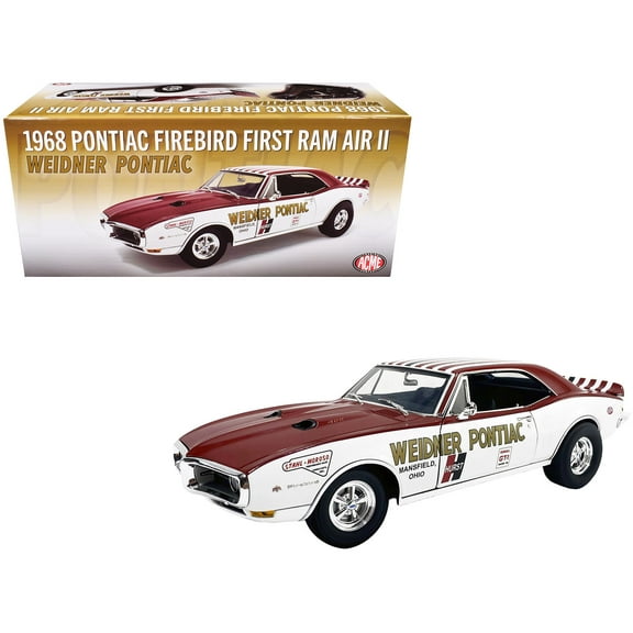 1968 Pontiac Firebird "First Ram Air II - Weidner Pontiac" White and Red with Stripes Limited Edition to 306 pieces Worldwide 1/18 Diecast Model Car by ACME