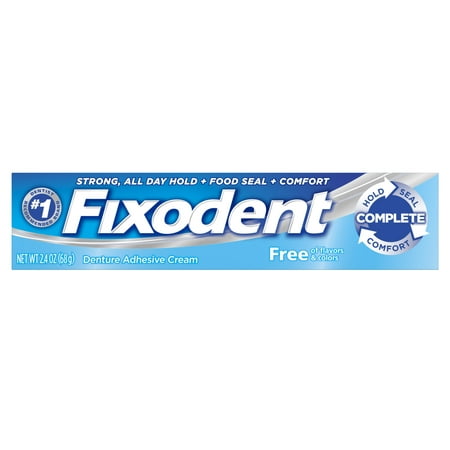(3 pack) Fixodent Complete Free Denture Adhesive Cream, 2.4