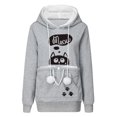 thumbnail image 1 of Mikilon Automne et Hiver Femmes Visage de Chat Imprimé Pull à Capuche Manches Longues avec Poche Hauts à Cordon Sweat-Shirts, 1 of 6