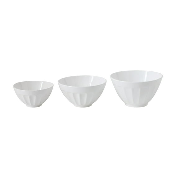 Desert Fields Round White Stoneware Bowls (Set of 3 Sizes)