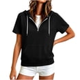 thumbnail image 4 of Sevevn Women's Short Sleeve Hoodie Half Zip Pullover Hooded Sweatshirt with Pocket Casual Raglan Sleeve Tops Black S, 4 of 8