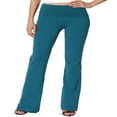 thumbnail image 1 of Pantalon de Yoga Décontracté pour Femmes Grande Taille, Basique, Taille Repliable, Confortable, en Coton Extensible, Coupe Bootcut, 1 of 7