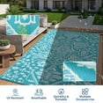 thumbnail image 6 of Hasoo 9' x 18' Blue Outdoor Rug Plastic Straw Floral Carpet Waterproof PP Tube Woven Portable Mat for Patio Decor, Balcony, Picnic, 6 of 6