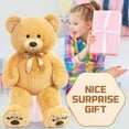 thumbnail image 5 of MorisMos Brown Giant Teddy Bear 36" Stuffed Animal Soft Big Plush Toy with Bowknot and Footprint Valentines Day Gift for Girlfriend, 5 of 8
