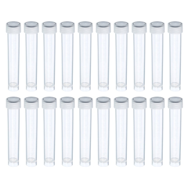 Uxcell 10mL Tubos de Ensayo de Plástico Contenedor de Almacenamiento Congelado Tapa de Tornillo Transparente para Laboratorio Ciencia, Paquete de 50