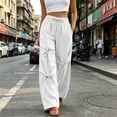 thumbnail image 5 of Pants for Women Wide Leg Sweatpants Solid Color Loose Elastic Waist Drawstring Bow Tied Strap Sweatpants Fall Sweatpants with Pockets Casual Lounge Travel Pants, 5 of 9