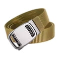 thumbnail image 2 of Cinturón de nailon para hombre, cinturón de tela resistente elástico, cinturón informal, hebilla automática, trabajo Dorado champagne, 2 of 8