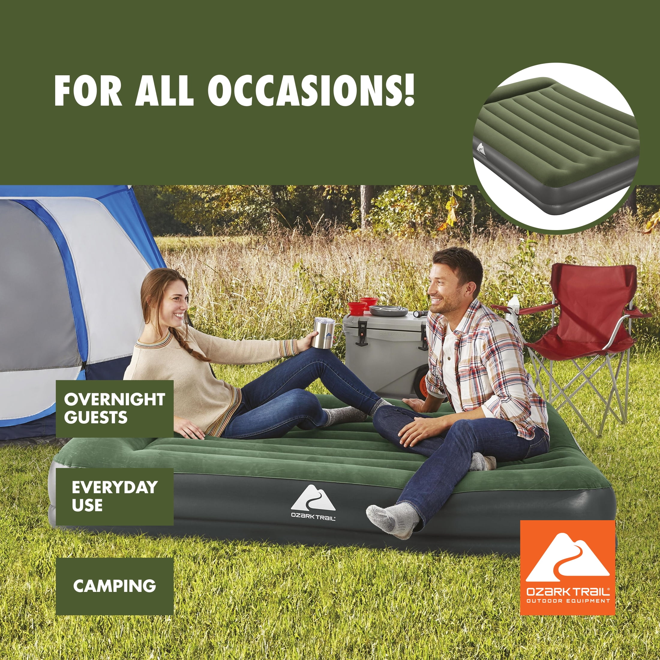 Ozark Trail Tritech Airbed Queen 14Inch With In & Out Pump