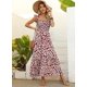 thumbnail image 2 of ZHAOCHENG Vestido largo para mujer, estilo bohemio, con tirantes finos, escote cuadrado, volantes, para playa y sol, 2 of 5