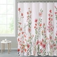 thumbnail image 2 of SUNOLIFE Pink Floral Shower Curtain Spring Flowers Plants Waterproof Fabric Bathroom Curtain 72x78 in, 2 of 4