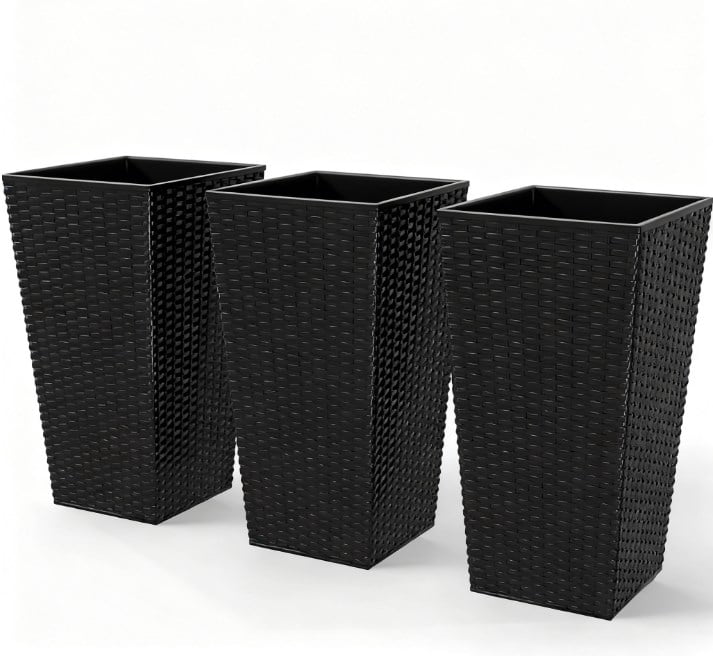 Plant Pots, Tall Planters for Indoor Outdoor Plants Set of 3, Taper Planters with Drainage Holes, for Indoor Outdoor
