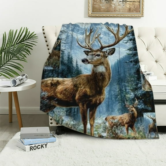 Orinice Deer Blanket,   Fawn Blanket, Hunting Blanket, Hunting Gifts for Men, Deer Hunting Gifts for Men, Deer Throw Blanket, Deer Print Blanket, Deer Blankets for Men Birthday Christmas 40x50in