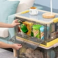 thumbnail image 5 of 52 Liters Large Clear Plastic Storage Box with Lid Wheels Collapsible Storage Bins with Double Doors Stackable Folding Container Organizer Cube for Home Office Closet52 Liters 1 Count (Blue), 5 of 6