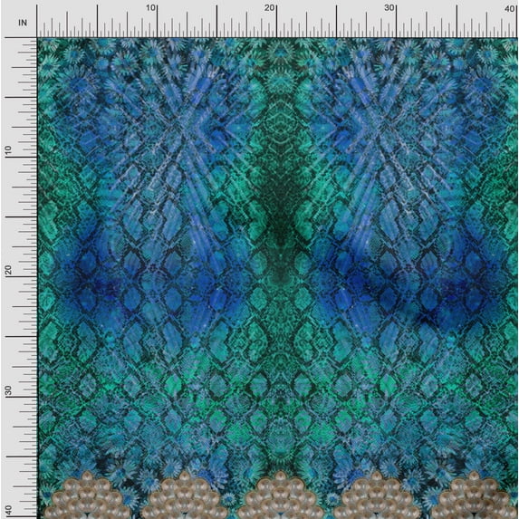 Soimoi Rayon Crepe Fabric Check & Floral Panel Print Fabric by Yard 46 Inch Wide