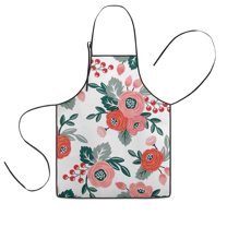 Pioneer Flower Floral Print Pattern Kids Aprons for Girls and Boys,Adjustable Neck Strap Toddler Aprons for Kids Cooking Baking