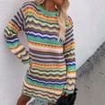 thumbnail image 2 of Fesfesfes Women Dress Comfortable Rainbow Stripes Long Sleeves Round-Neck Sweater Dress Sale Tops on Clearance, 2 of 7