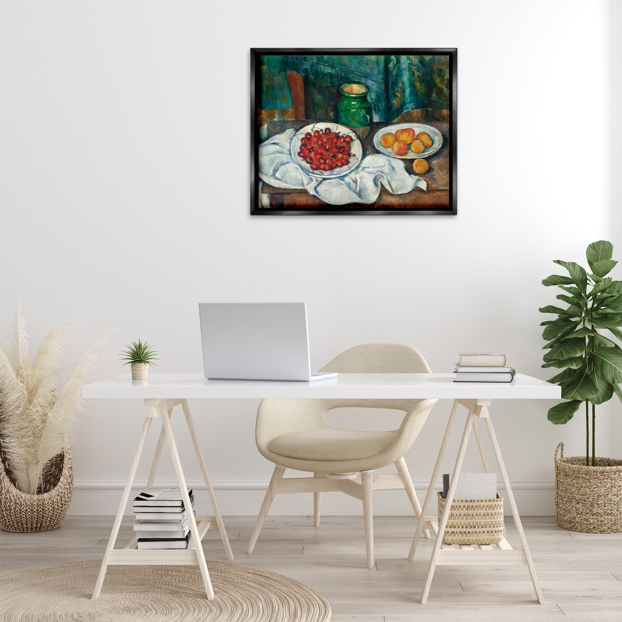 Stupell Industries Classical Fruit Still Life Food & Beverage Painting Black Floater Framed Canvas Art Print Wall Art, 31 x 25