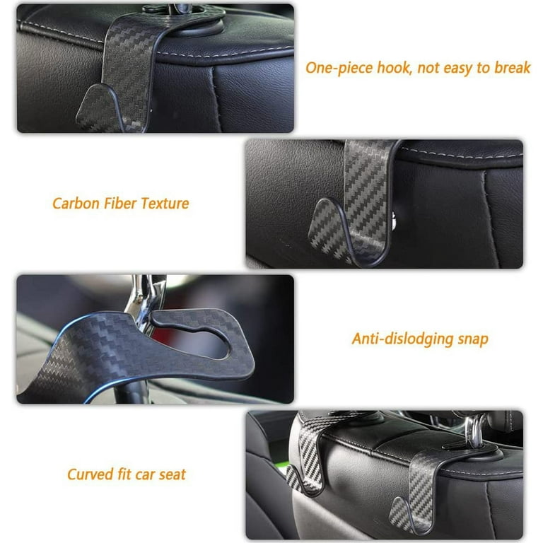 Car Headrest Hook, 4pcs Black Car Headrest Seat Hook Hidden Car Rear Seat  Hanger Storage Hooks, Suitable for Hanging Handbags, Wallets Grocery Bags