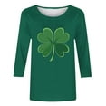 thumbnail image 4 of Cadancy St Patricks Day Shirt Women Plus Size Trendy Graphic Holiday Shirts Crewneck Funny Loose Tee 3/4 Sleeve Irish Shamrock Casual Tops, 4 of 5