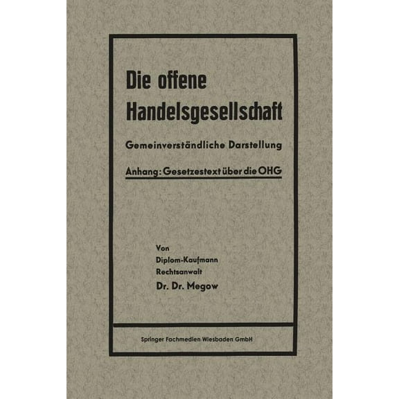 Die Offene Handelsgesellschaft (Ohg), (Paperback)