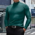 thumbnail image 2 of Men's Fashion Mock Turtleneck T-Shirts Long Sleeve Pullover Sweater Basic Designed Undershirt Slim Fit Top Dark Green 3XL, 2 of 5