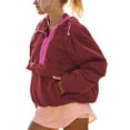 thumbnail image 1 of Chaqueta Acolchada de Larga y Corte Holgado para Mujer, con Cuello Redondo, Media Cremallera y Capucha con Cordón Ajustable Rojo L, 1 of 7