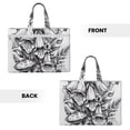 thumbnail image 2 of Cauagu Monochrome Botanical Illustration Pattern Canvas Tote File Bag, Zipper Tote Bag Business Briefcase Document Bag with Handle A4 File Organizer Laptop Bag for Travel and Work, 2 of 8